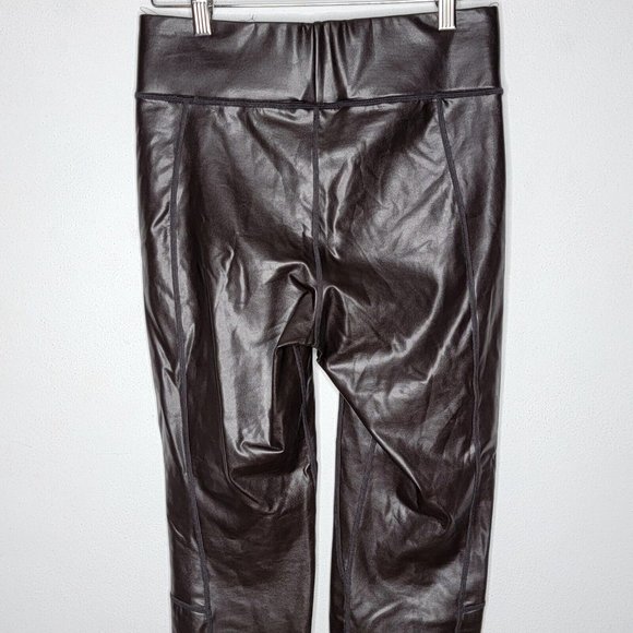 A.L.C Size 6 Brown Faux Leather Leggings Zipper Ankle Women's Leggings‎ - Picture 4 of 7